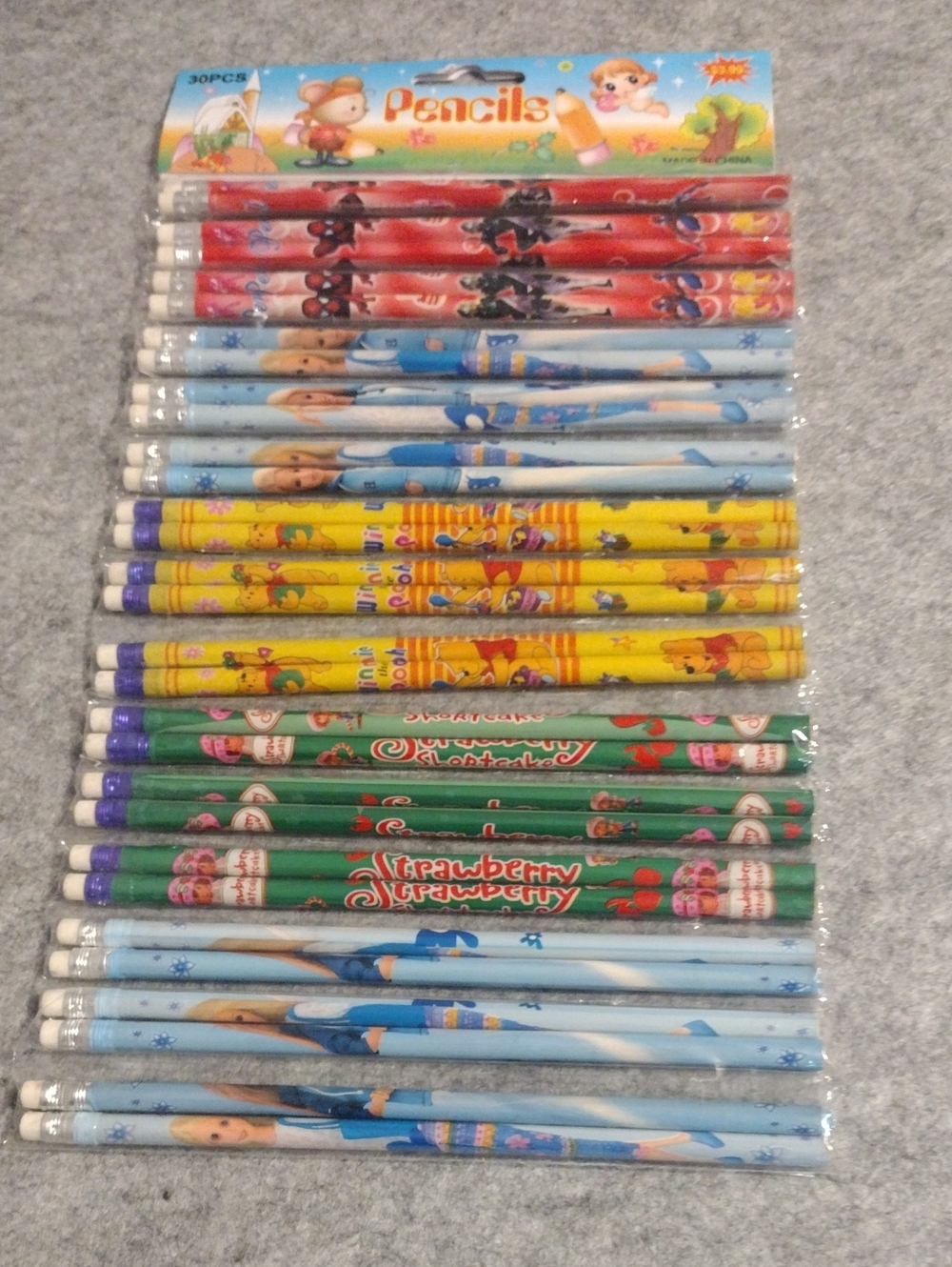 Kids Decorative Character Pencil Set - Multi Color 3 Pack Of 30
